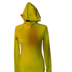 Athleta Yellow Hooded Long Sleeve Top